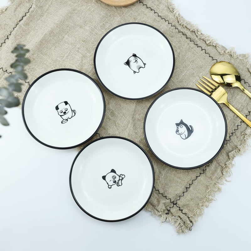 SOCOSY Cute Cartoon Dog Ceramic Seasoning Dishes Sauce Dish Sushi Dipping Bowl Appetizer Plates Tea Bag Holder Serving Dish for Kitchen 5'' (Dog) - Image 3